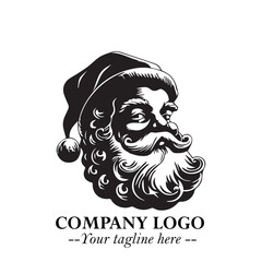 Santa Claus Logo Symbol in Black on White Background for Classic Holiday Branding and Design ArtPlus