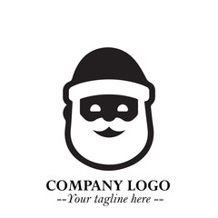 Santa Claus Logo Symbol in Black on White Background for Classic Holiday Branding and Design ArtPlus