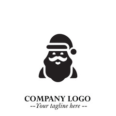 Santa Claus Logo Symbol in Black on White Background for Classic Holiday Branding and Design ArtPlus