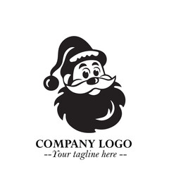 Santa Claus Logo Symbol in Black on White Background for Classic Holiday Branding and Design ArtPlus