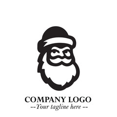 Santa Claus Logo Symbol in Black on White Background for Classic Holiday Branding and Design ArtPlus
