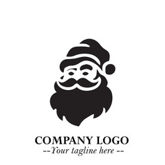 Santa Claus Logo Symbol in Black on White Background for Classic Holiday Branding and Design ArtPlus