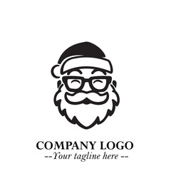 Santa Claus Logo Symbol in Black on White Background for Classic Holiday Branding and Design ArtPlus