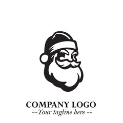 Santa Claus Logo Symbol in Black on White Background for Classic Holiday Branding and Design ArtPlus