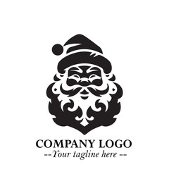 Santa Claus Logo Symbol in Black on White Background for Classic Holiday Branding and Design ArtPlus