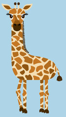 Flat design, vector illustration of a giraffe in a geometric cartoon style