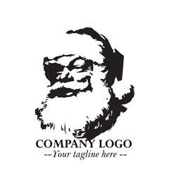 Santa Claus Logo Symbol in Black on White Background for Classic Holiday Branding and Design ArtPlus