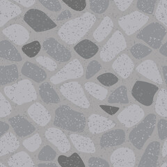 Flat design, vector illustration of a 4 colours seamless pattern of cobblestones in a realistic simple style