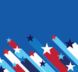 Abstract Patriotic Red, White, and Blue Star Streaks Background