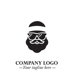 Santa Claus Logo Symbol in Black on White Background for Classic Holiday Branding and Design ArtPlus