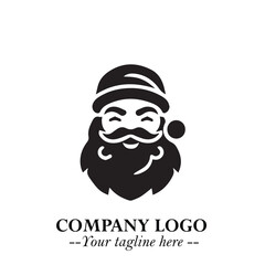 Santa Claus Logo Symbol in Black on White Background for Classic Holiday Branding and Design ArtPlus