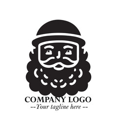 Santa Claus Logo Symbol in Black on White Background for Classic Holiday Branding and Design ArtPlus