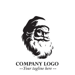 Santa Claus Logo Symbol in Black on White Background for Classic Holiday Branding and Design ArtPlus