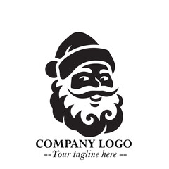 Santa Claus Logo Symbol in Black on White Background for Classic Holiday Branding and Design ArtPlus