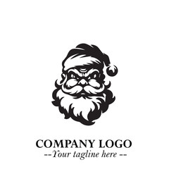Santa Claus Logo Symbol in Black on White Background for Classic Holiday Branding and Design ArtPlus