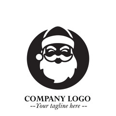 Santa Claus Logo Symbol in Black on White Background for Classic Holiday Branding and Design ArtPlus
