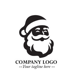 Santa Claus Logo Symbol in Black on White Background for Classic Holiday Branding and Design ArtPlus