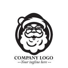 Santa Claus Logo Symbol in Black on White Background for Classic Holiday Branding and Design ArtPlus