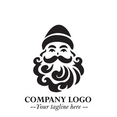 Santa Claus Logo Symbol in Black on White Background for Classic Holiday Branding and Design ArtPlus