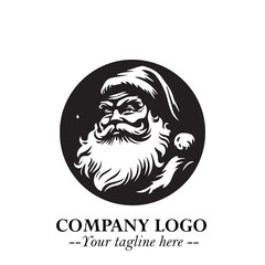 Santa Claus Logo Symbol in Black on White Background for Classic Holiday Branding and Design ArtPlus