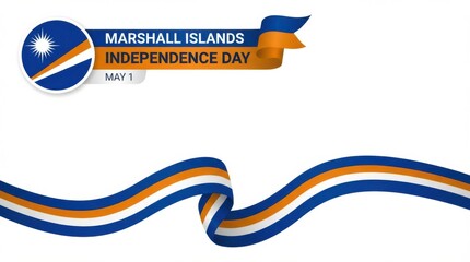marshall islands independence day background with round emblem of the national flag on white space bold typography with the text clean modern design copy space