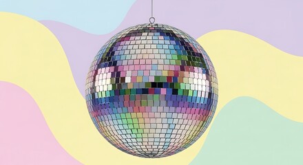 Disco Ball with Pastel Background for Fun Party Celebration Design