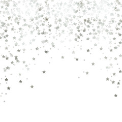 Fototapeta premium Silver Foil Falling Stars Background, Elegant Sparkle Overlay, Silver Falling Stars, Metallic Foil Sparkle Effect, Silver Star Confetti Fall, Luxury Holiday Background