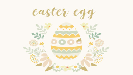 Obraz premium Whimsical hand drawn easter egg resting on a vibrant bed of spring flowers and leaves