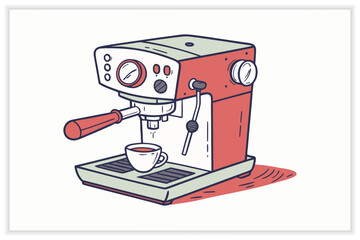 Hand Drawn Coffee Shop Illustration Set Cafe Icons, Barista Elements, Coffee Equipment