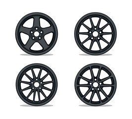 Car rims designs. Car rims flat vector illustration, auto hub, automotive rims