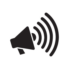 Black Silhouette Vector Icon of a Loudspeaker Megaphone Making Announcement.