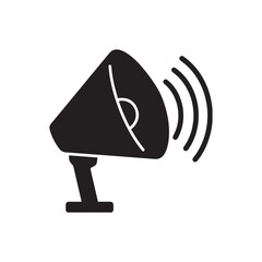 Black Silhouette Vector Icon of a Loudspeaker Megaphone Making Announcement.