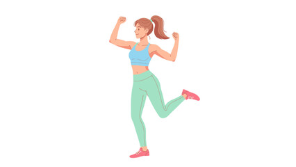 Energetic Woman in Sportswear Celebrating Fitness Success.