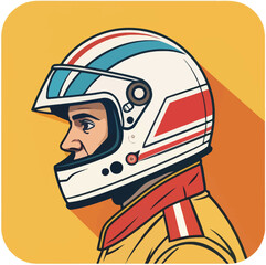 Obraz premium Race car driver wearing helmet in a motor racing competition