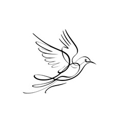 Obraz premium Elegant minimalist line art of a flying dove, a symbol of peace and hope for any creative project