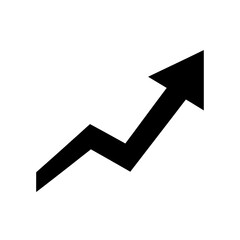 Black arrow showing upward trend and growth