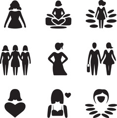 Abstract icons, floral pattern, geometric shape, decorative element, organic form, nature symbol