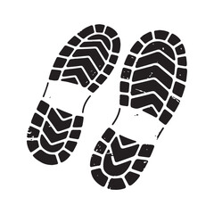 Black Silhouette Vector of Pair of Heavy Duty Boot Footprints or Tracks.