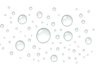 A scattering of translucent spheres of varying sizes against a black background image view graphic