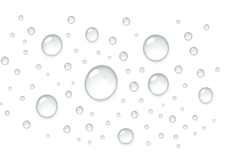 A scattering of translucent spheres of varying sizes against a black background image view graphic