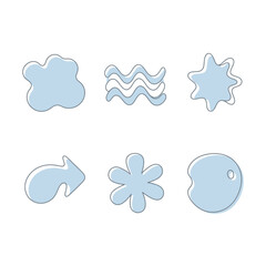 Fototapeta premium Collection of pastel blue abstract shapes in various geometric styles for creative design projects