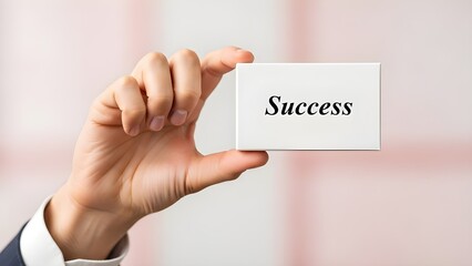 Hand holding a card with the word "Success" written on it.