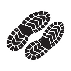 Black Silhouette Vector of Pair of Heavy Duty Boot Footprints or Tracks.
