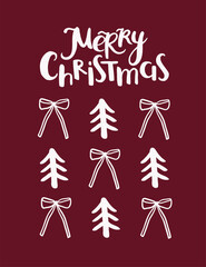 Cute Merry Christmas card template, vector illustration