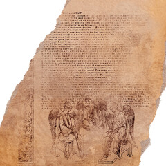 Vintage piece of parchment in Byzantine style on white background