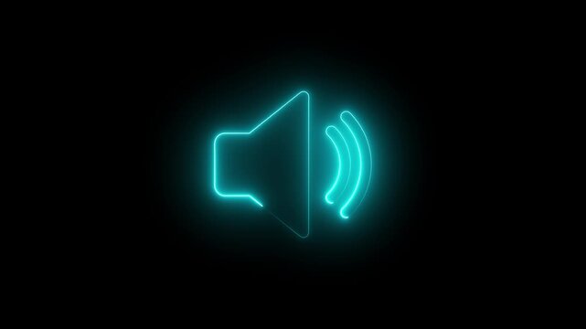 sine Neon Speaker Icon Sound Wave Animation on Black Background