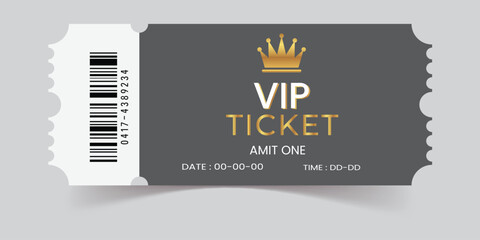 VIP golden luxury black ticket embossing vector design