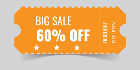 Big sale coupon  ticket voucher seasonal offer vector design