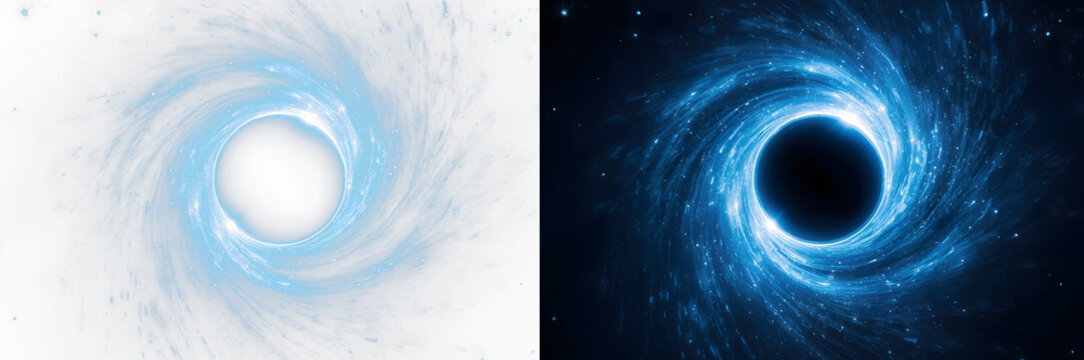 Blue swirling vortex isolated PNG with cosmic spiral effect and glowing outer space design, twirl