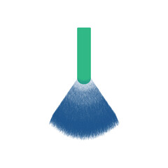 Abstract Cone of Blue Bristles with Green Brush Handle